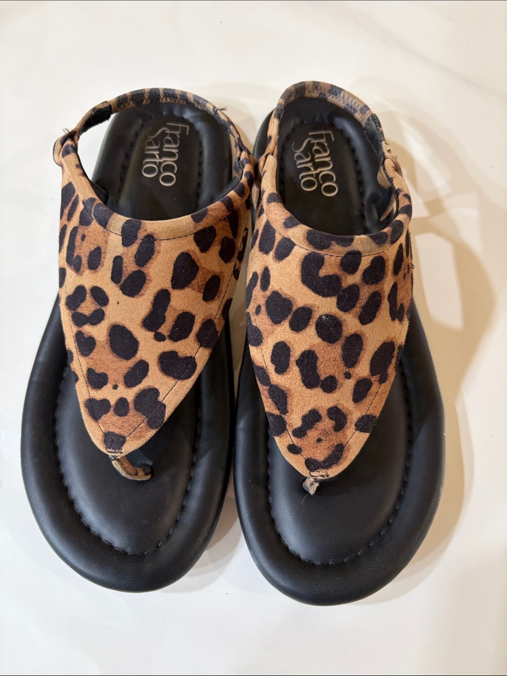 Franco Sarto Tan and Black Leopard Sandals - Picture 2 of 8